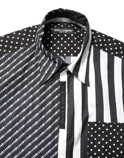 Black White Stripe Button Down Casual Shirt