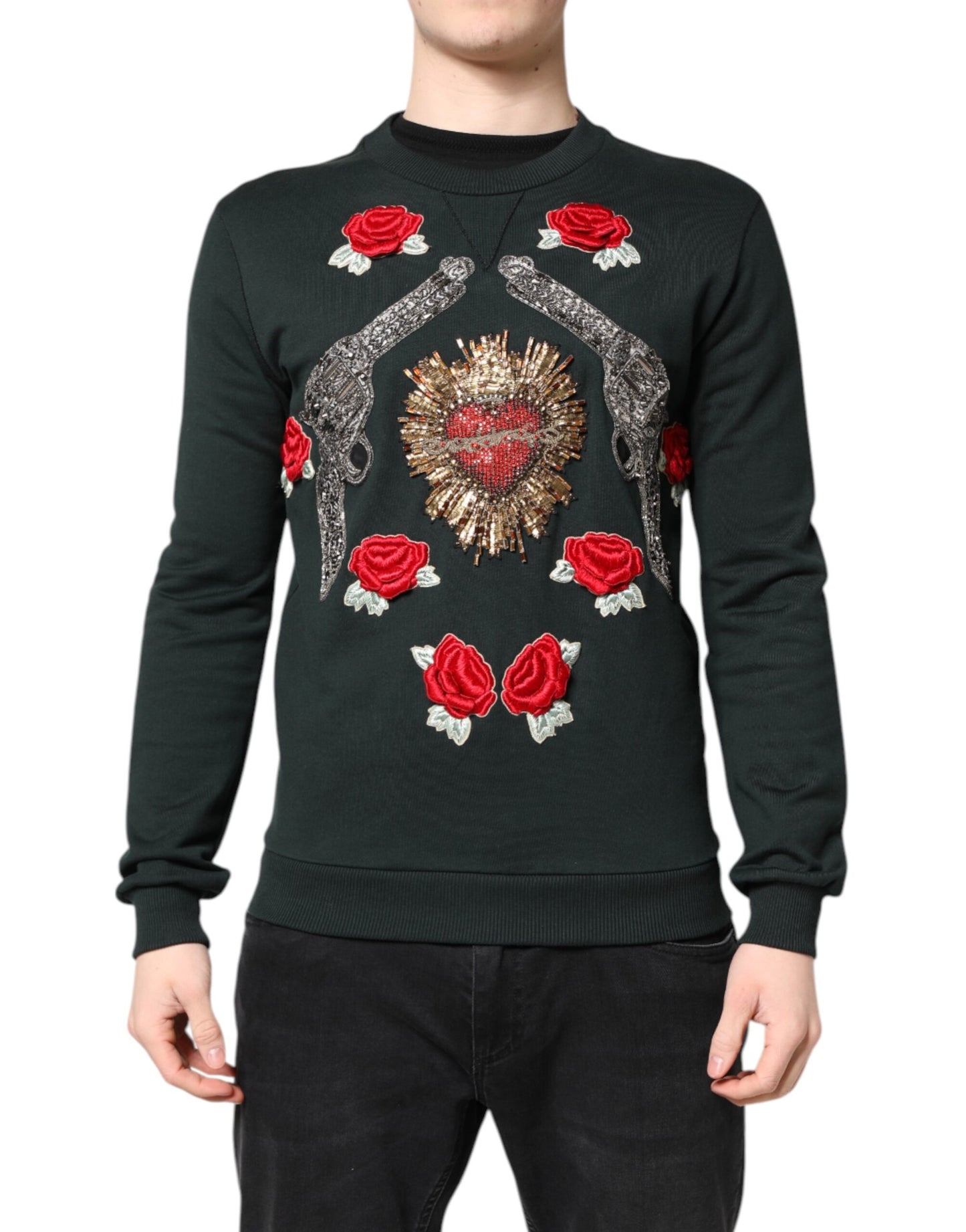 Black Sequined Embellished Pullover Sweater