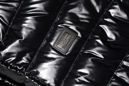 Black Logo Plaque Full Zip Puffer Jacket