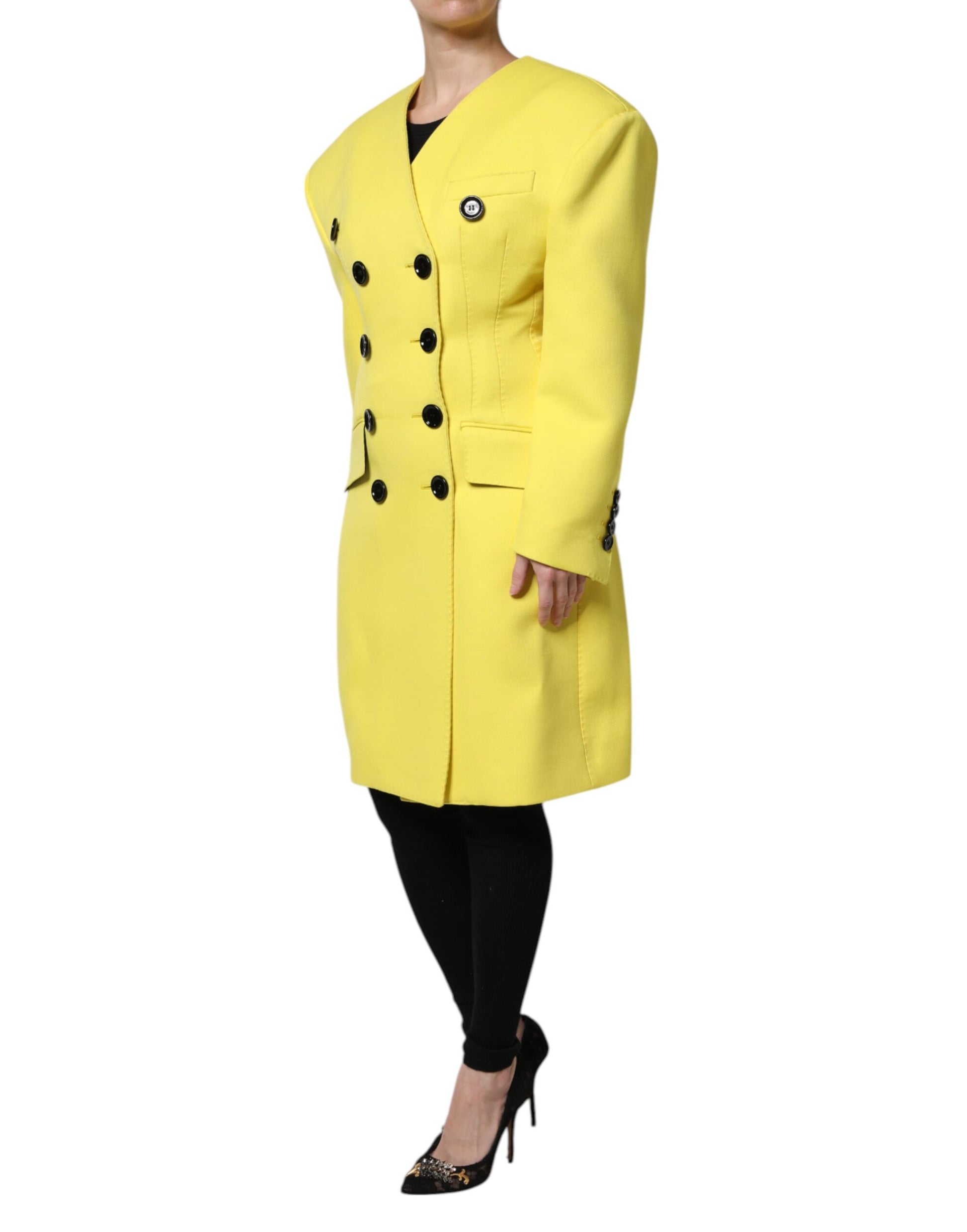 Yellow Double Breasted Trench Coat Jacket
