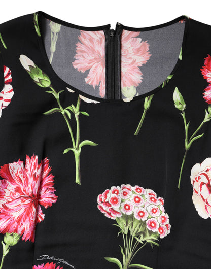 Black Floral Long Sleeve Women Blouse Top