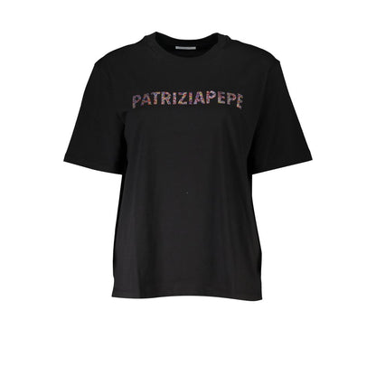 Black Cotton Women T-Shirt
