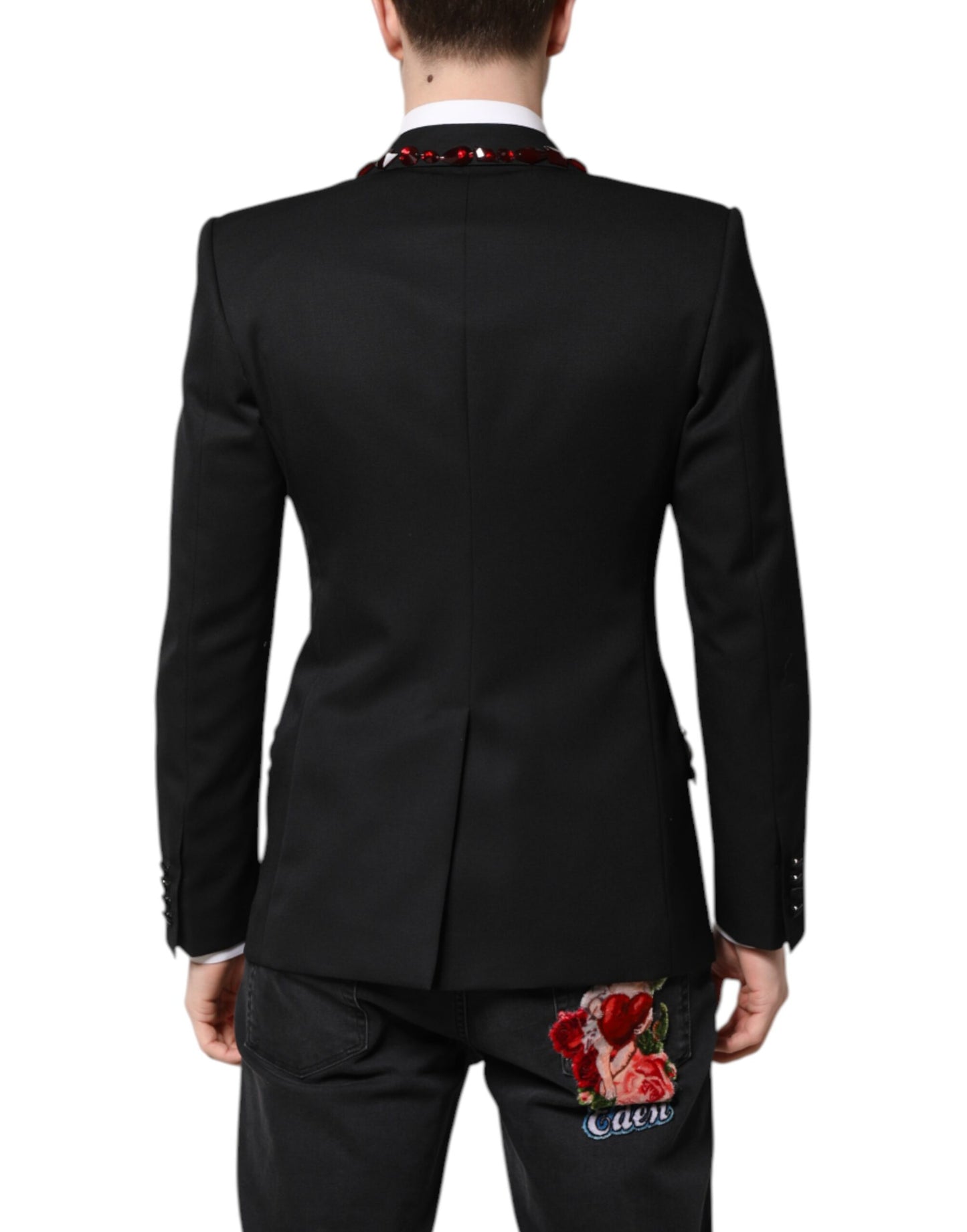 Black SICILIA CrystalEmbellished Coat Blazer