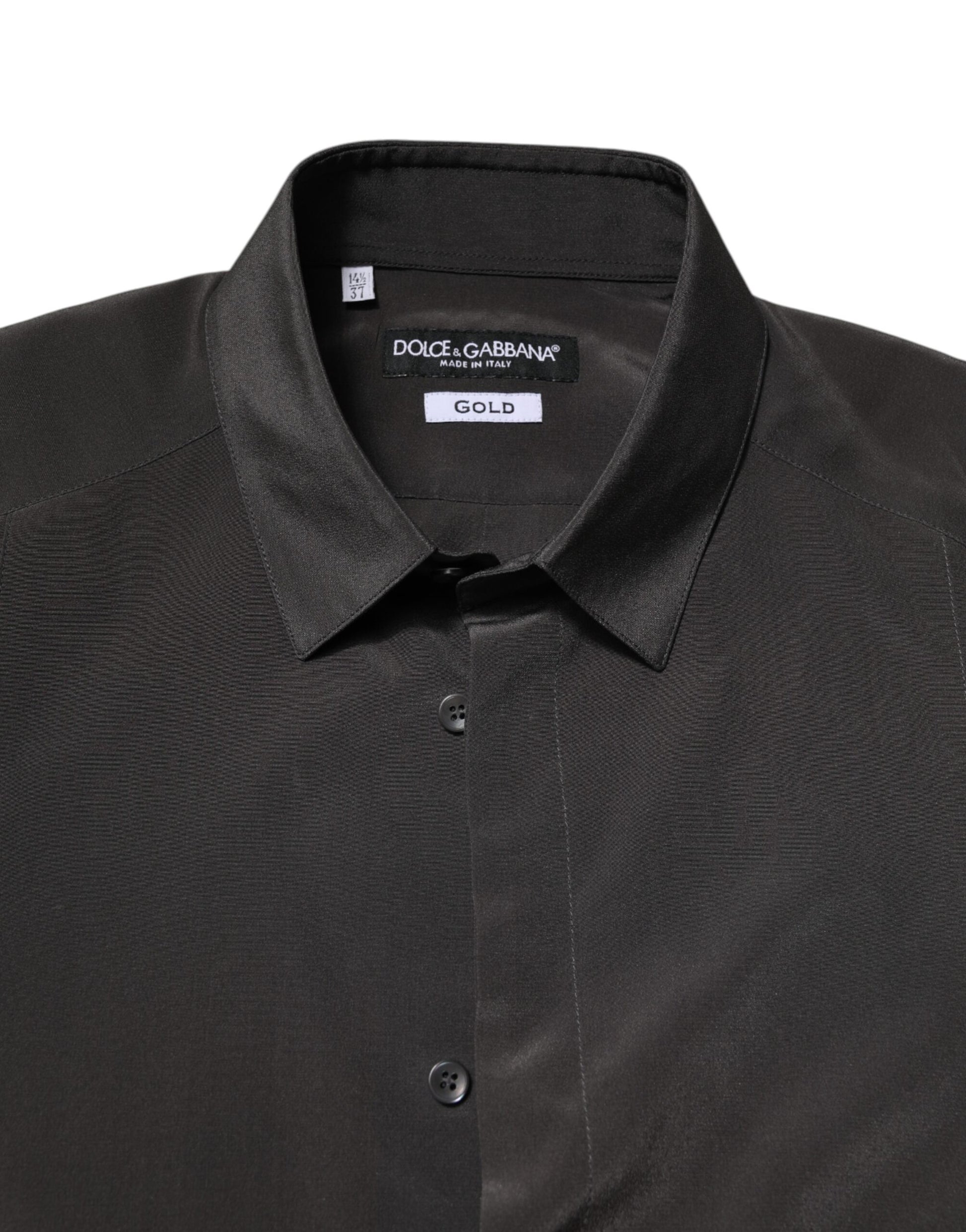 Dark Gray Silk GOLD Dress Formal Shirt