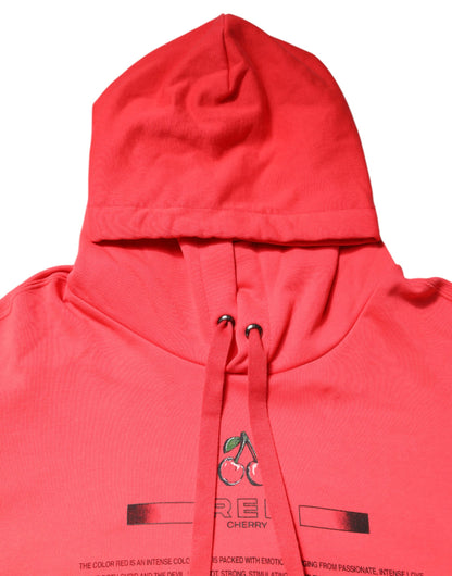 Red Logo Printed Hooded Sweatshirt Sweater