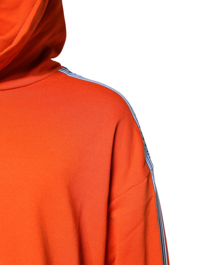Orange Cotton Hooded Men Sweatshirt Sweater