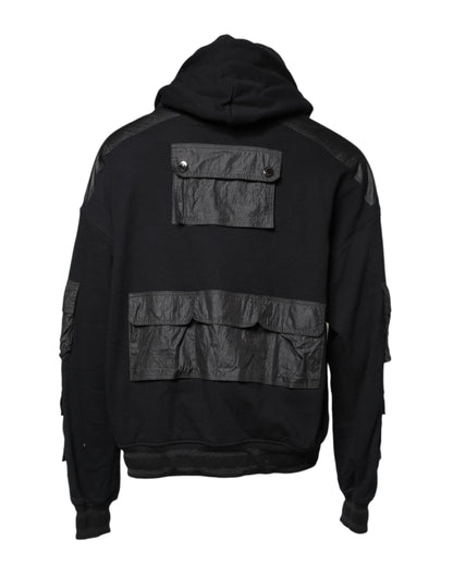 Black Cotton Hooded Sweatshirt Sweater