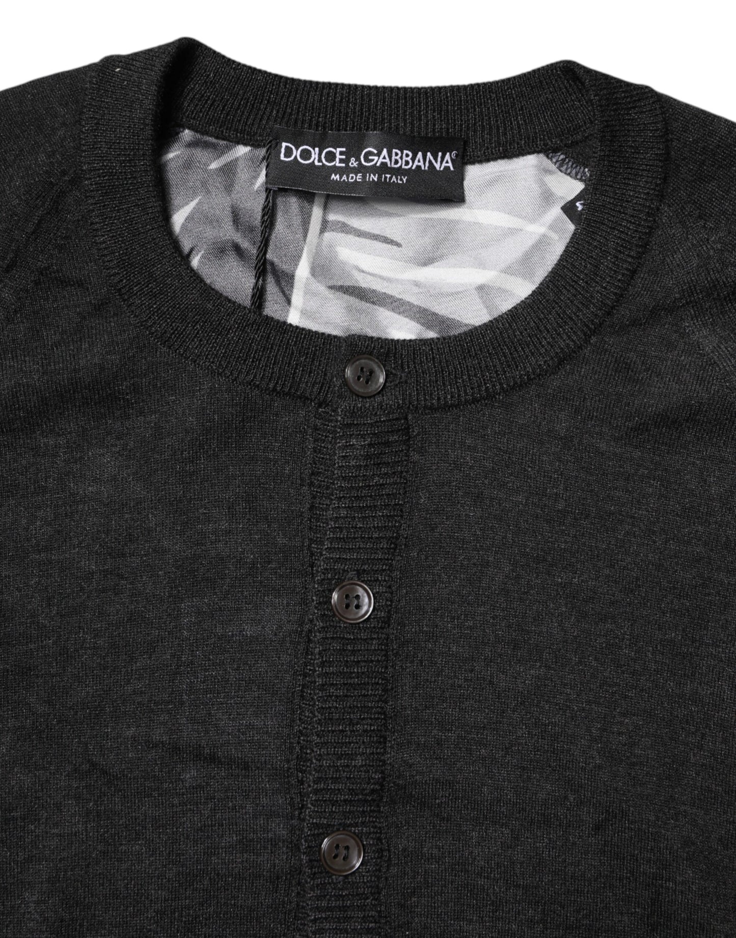 Black Printed Knitted Men Pullover Sweater