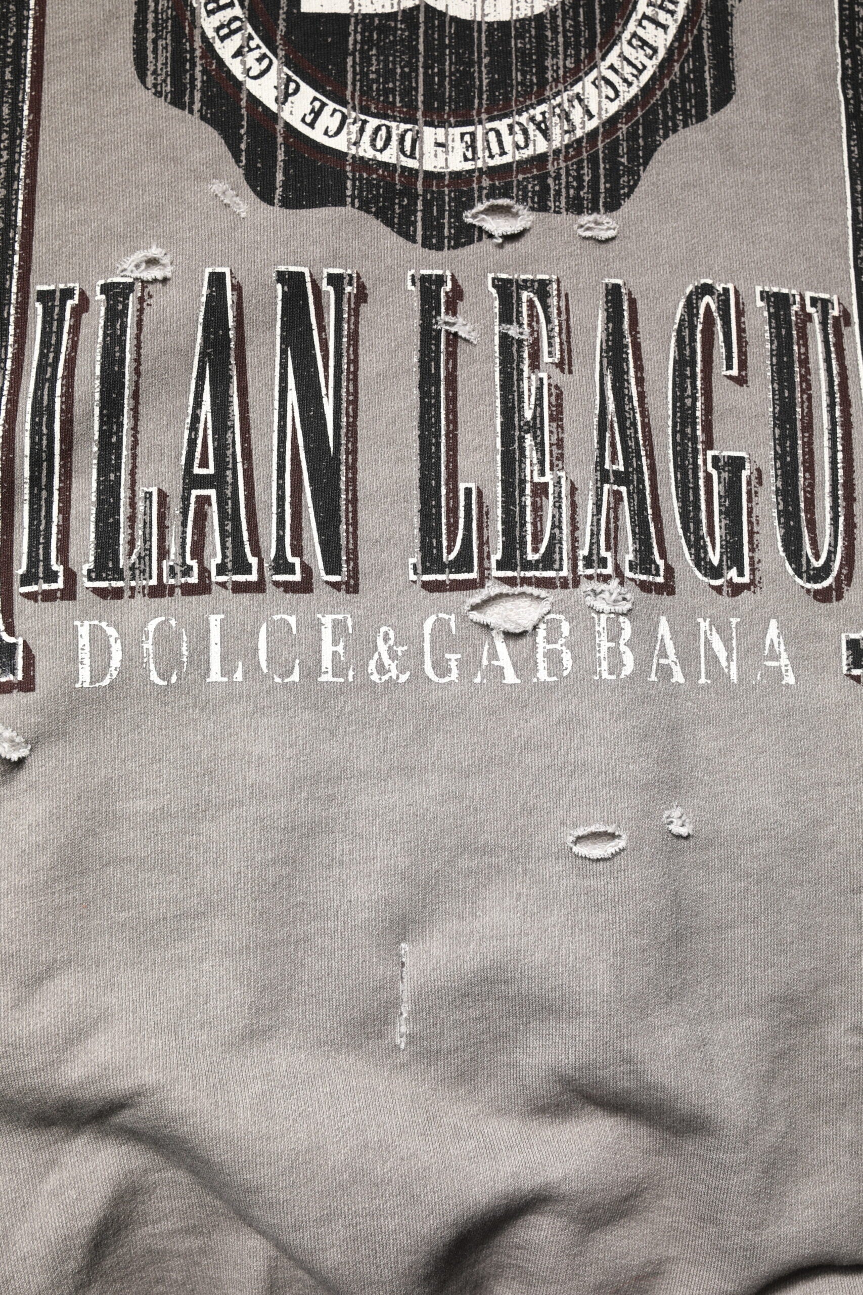 Gray Logo Print Crew Neck Pullover Sweater