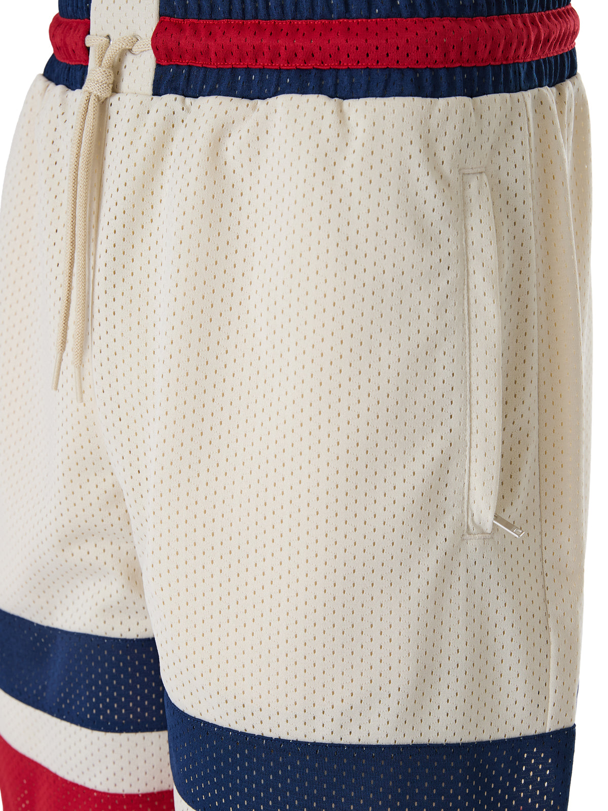 Cream polyester Logo Shorts