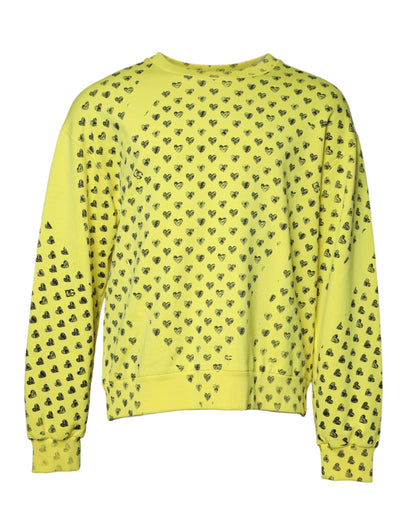Yellow Heart Crew Neck Men Pullover Sweater