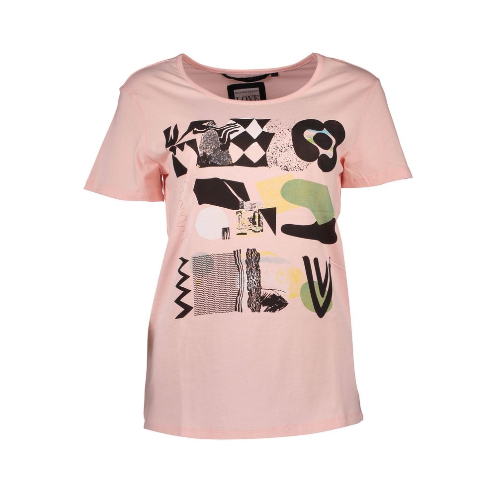 Pink Cotton Women T-Shirt