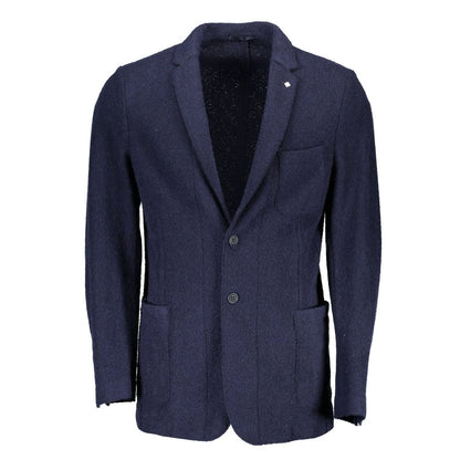 Blue Wool Men Jacket
