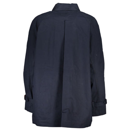 Blue Cotton Women's Trench Coat
