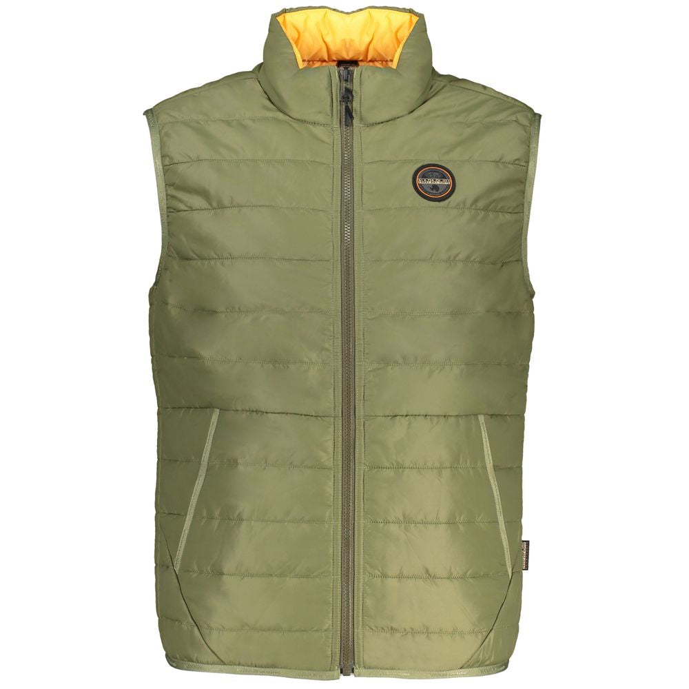 Green Polyester Men's Sleeveless Jacket