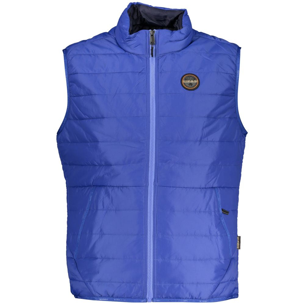 Blue Polyester Men Jacket