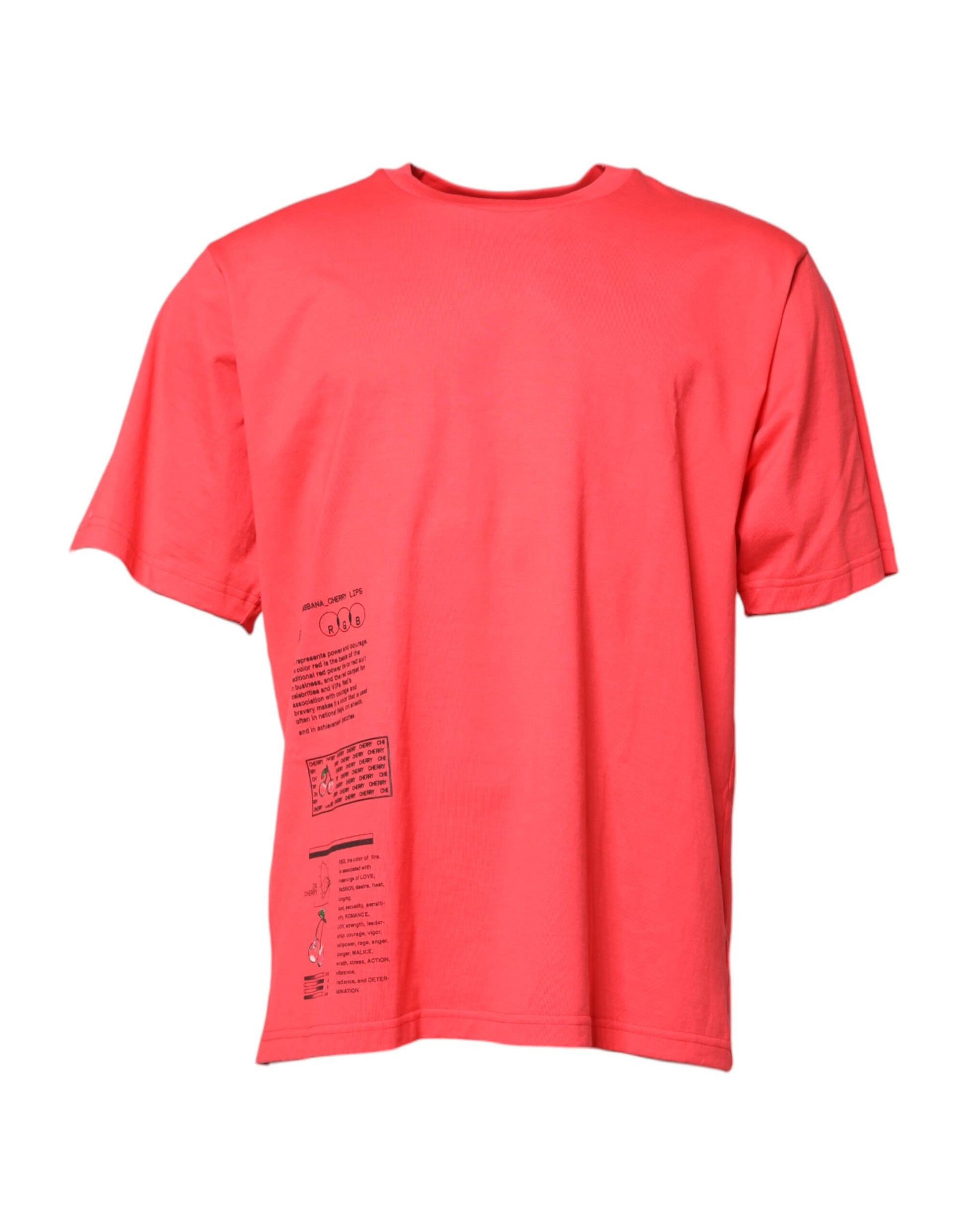 Red Cotton Lettering Print Crew Neck T-shirt