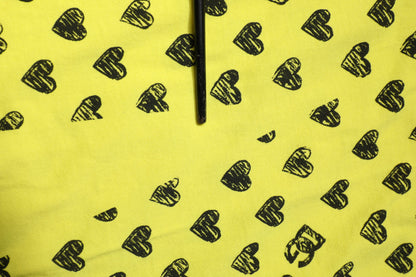 Yellow Cotton DG Heart Print Crew Neck T-shirt