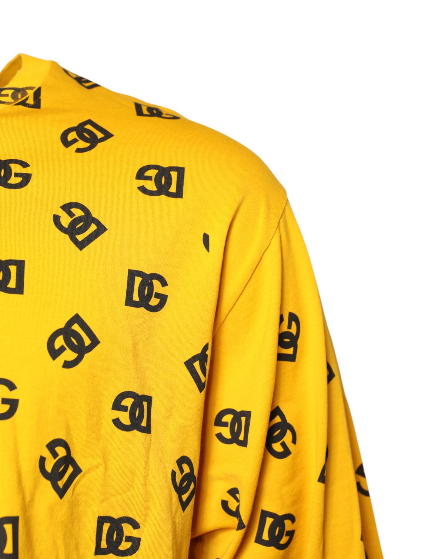 Yellow Cotton DG Logo Print Cropped T-shirt