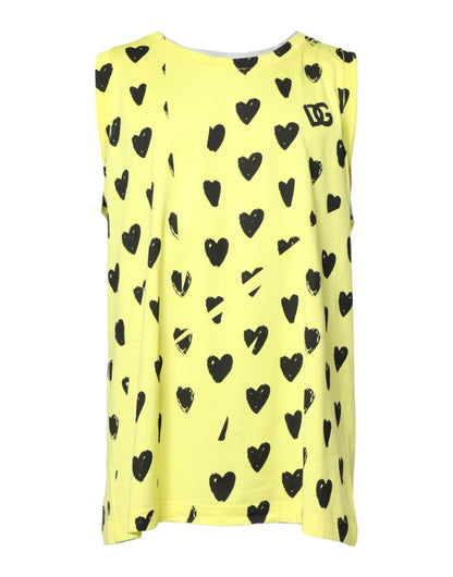 Yellow Cotton Sleeveless DG Heart T-shirt