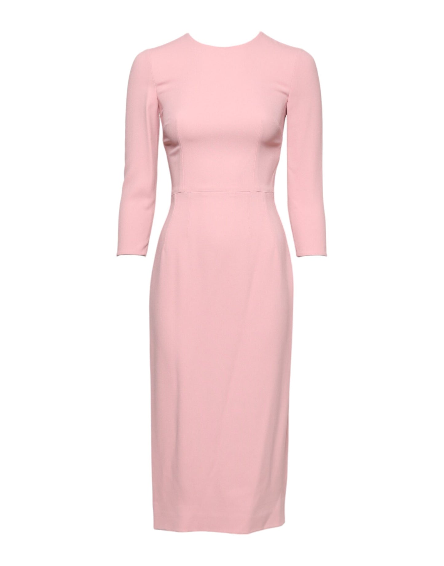 Pink Viscose 3/4 Sleeves Sheath Midi Dress