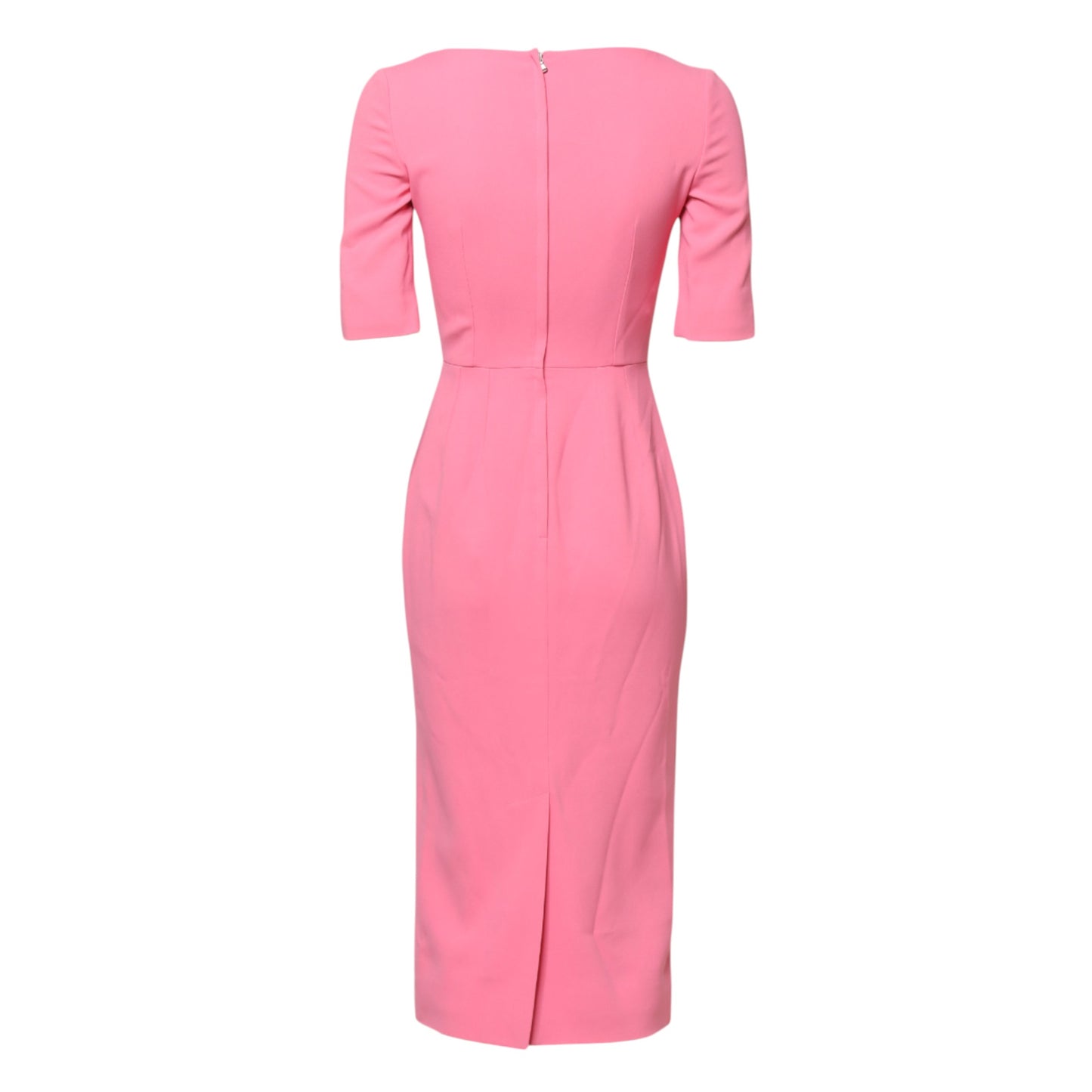 Pink Viscose Short Sleeve Sheath Midi Dress