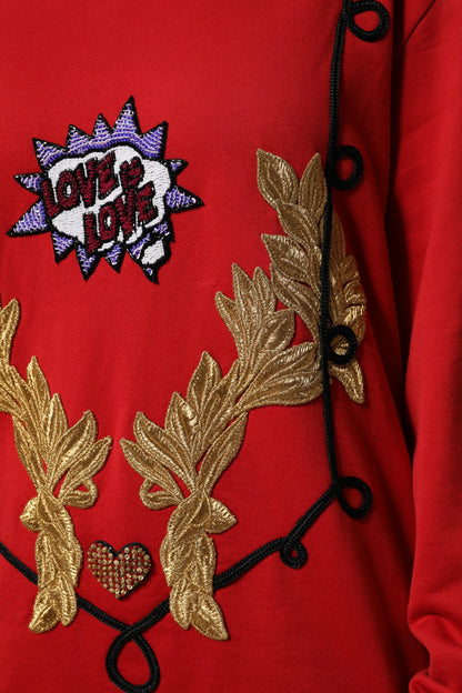 Red Cotton Queen Sequined Pullover Sweater