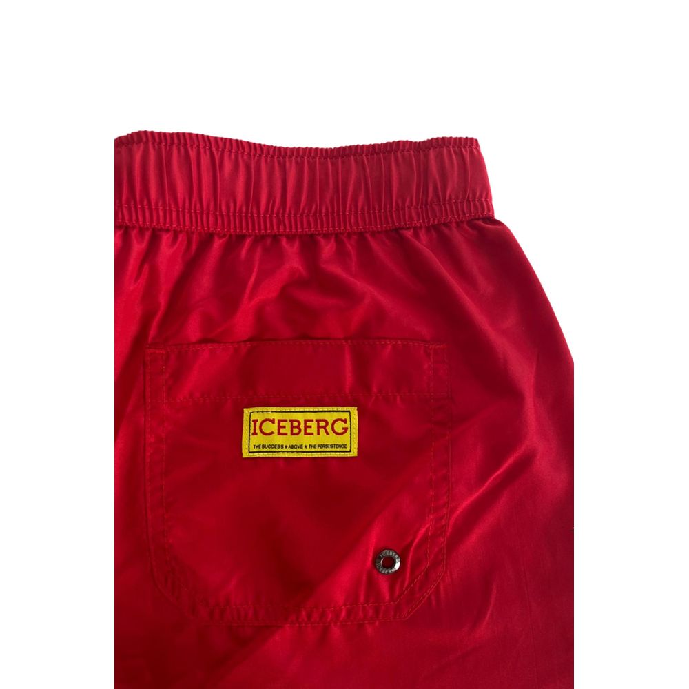 Red Polyester Men's Swim Short