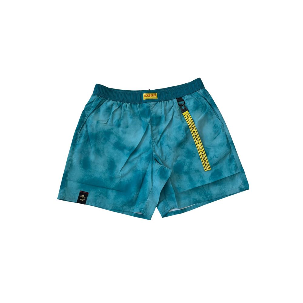 Light Blue Polyester Men Swim Short
