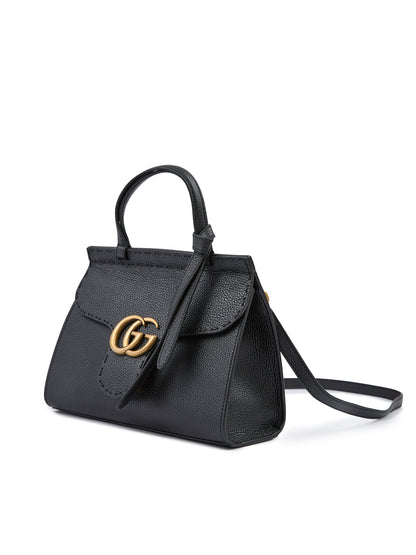 Black Leather GG Marmont Handbag