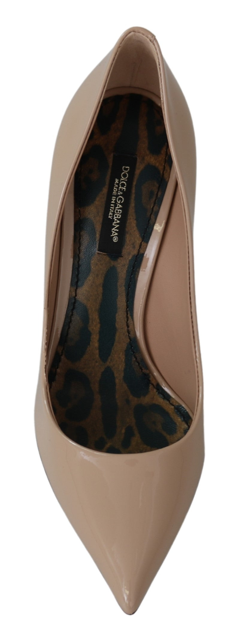 Beige Patent Leather Stiletto Heel Pumps