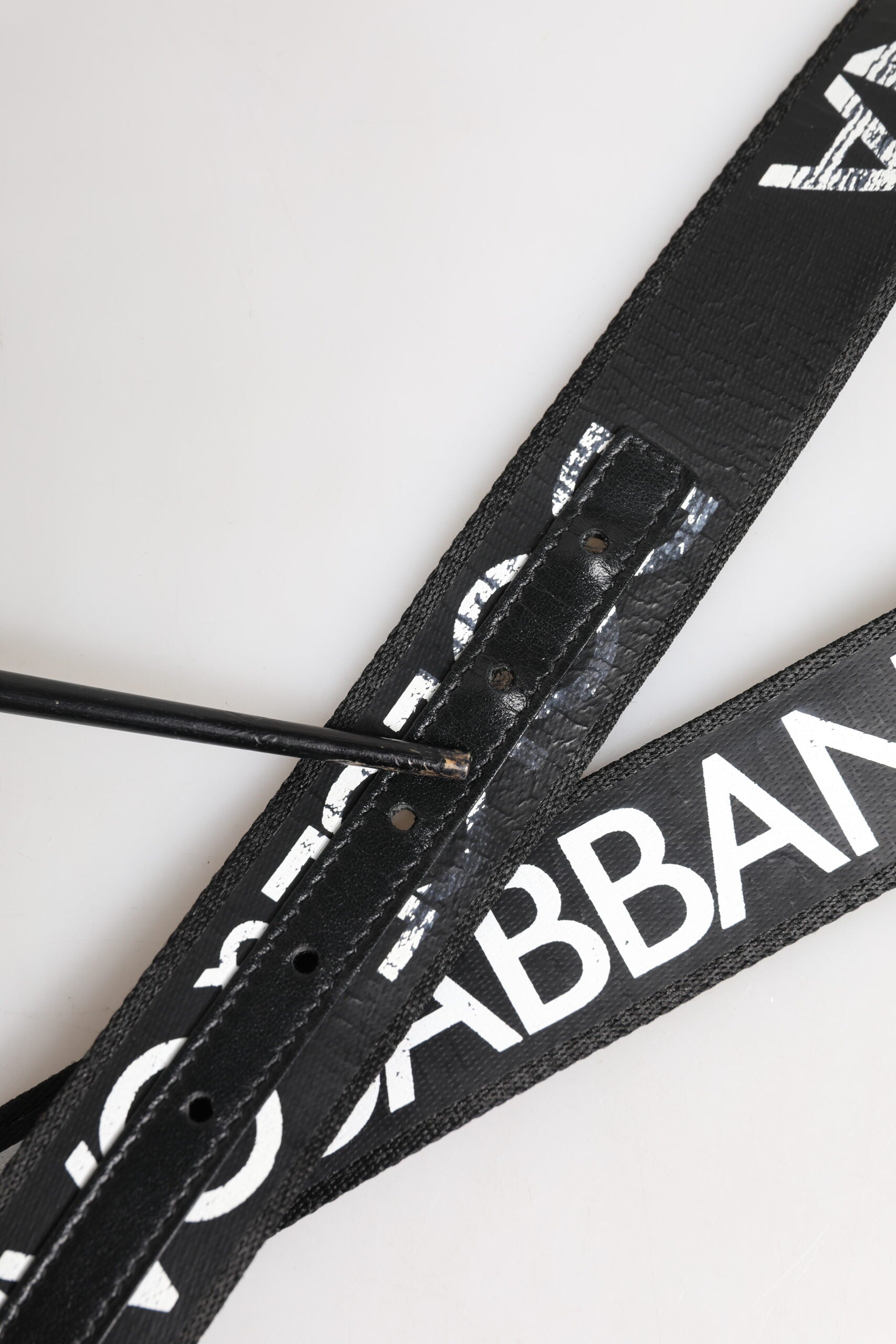 Black White DG Logo Brass Metal Buckle Belt