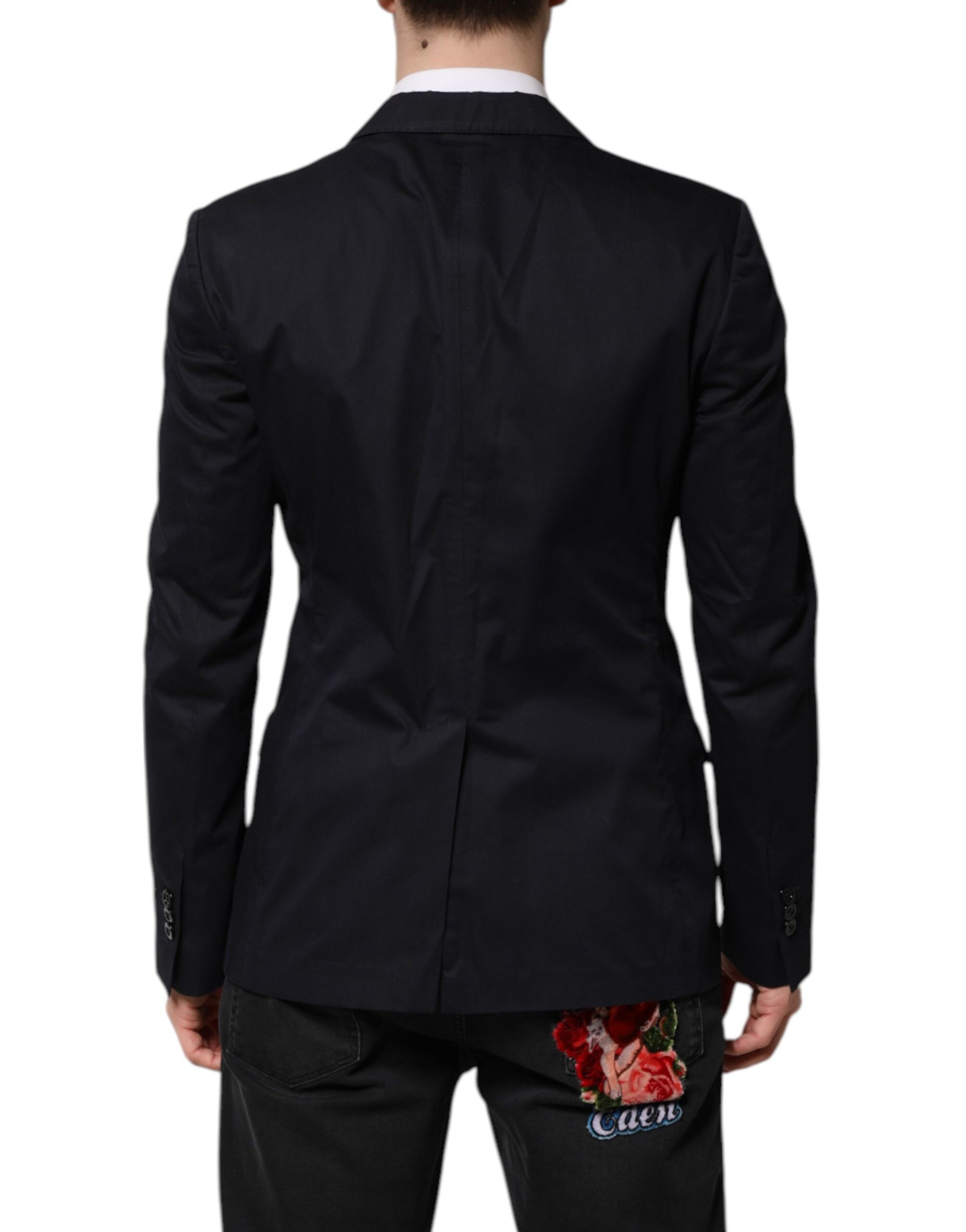 Dark Blue TAORMINA Cotton Blazer Suit Jacket
