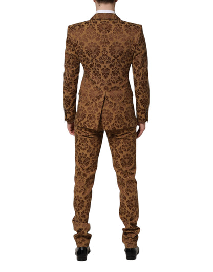 Brown Floral Jacquard SICILIA 2 Piece Suit