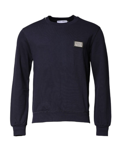 Dark Blue Logo Crew Neck Pullover Sweater