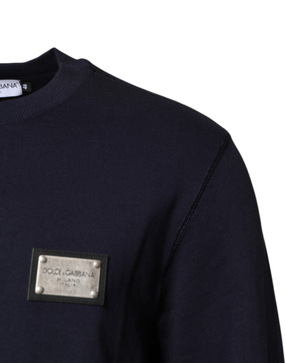 Dark Blue Logo Crew Neck Pullover Sweater