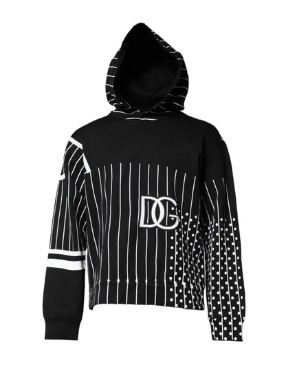 Black White Stripe Hooded Sweatshirt Sweater