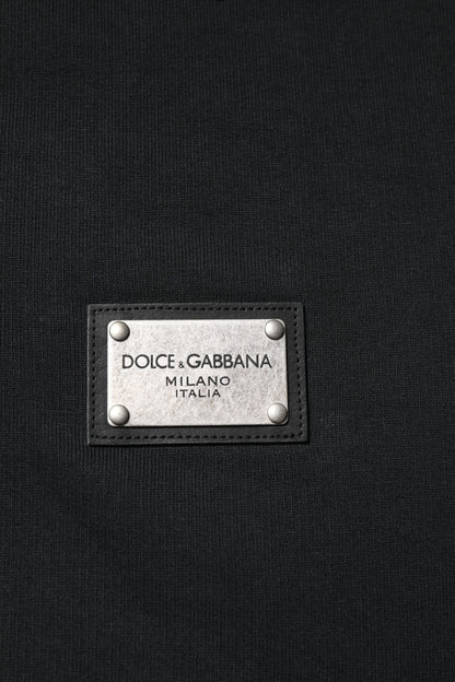 Black Logo Full Zip Hooded Men Sweatshirt Sweater