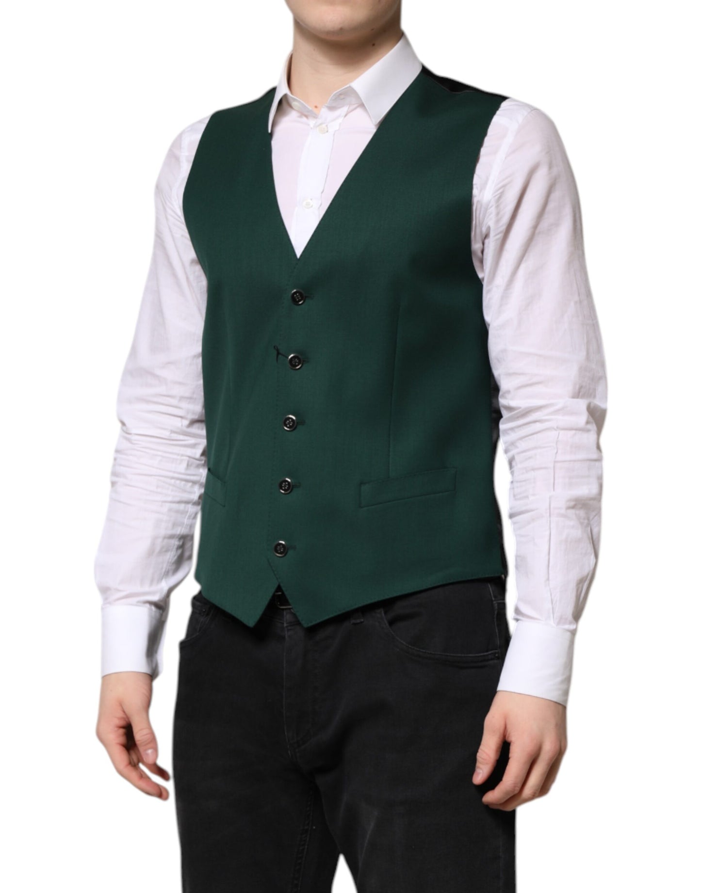 Green Wool Dress Formal Men Waistcoat Vest