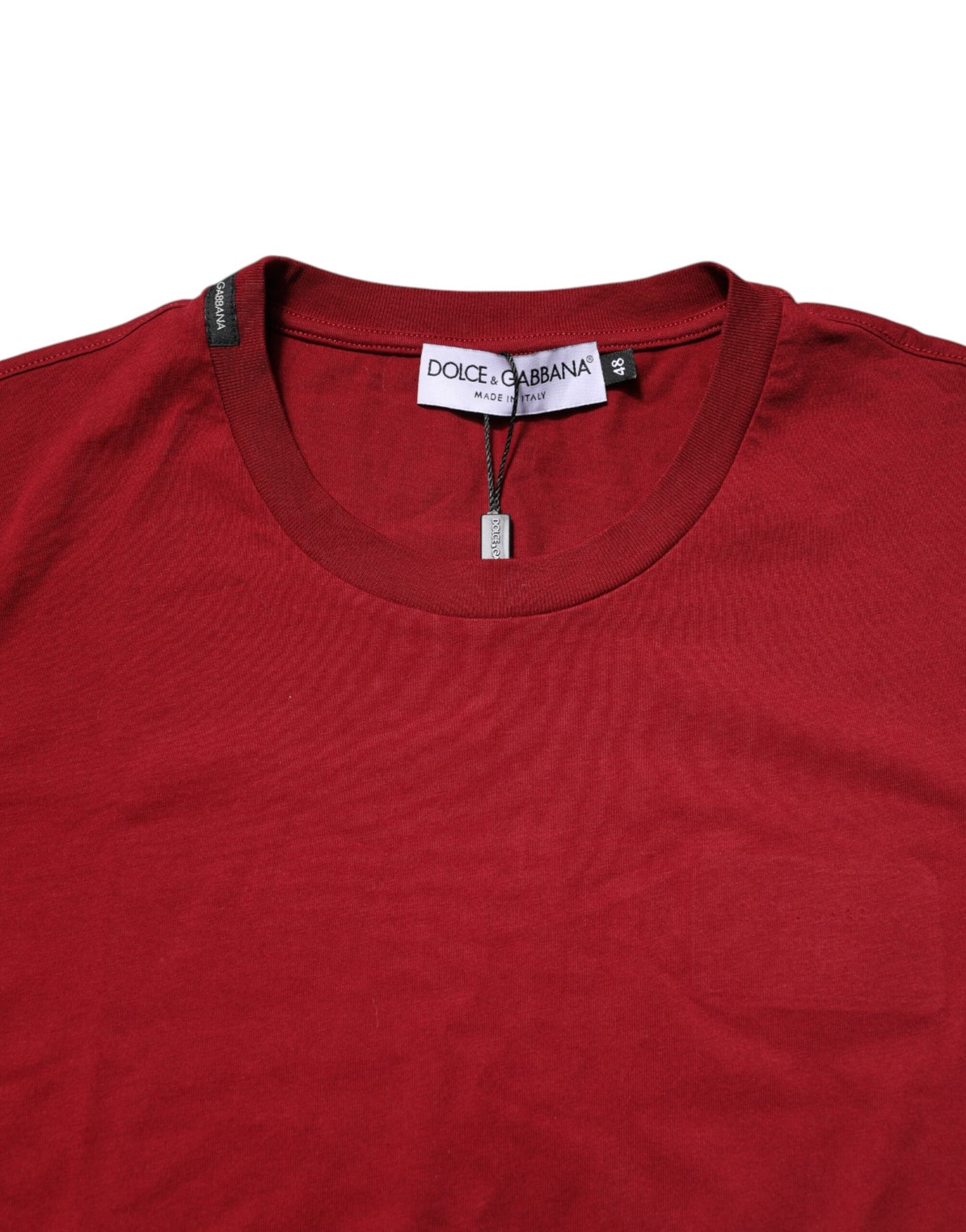 Red Cotton Short Sleeves Crew Neck T-shirt