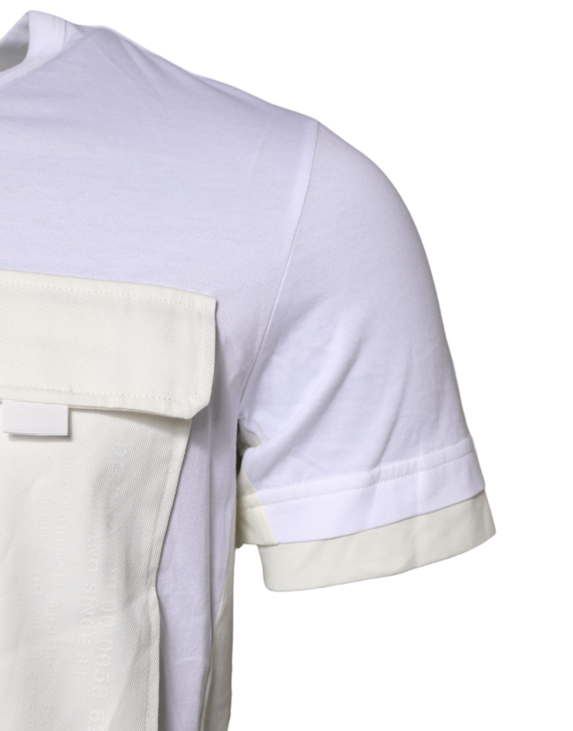 White Cotton Pocket Short Sleeves T-shirt
