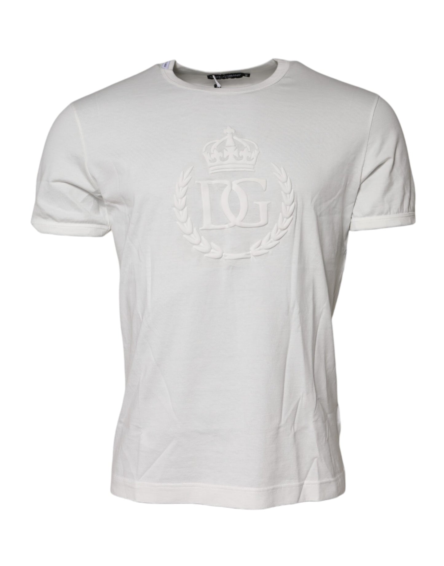 White Cotton DG Crown Embossed T-shirt