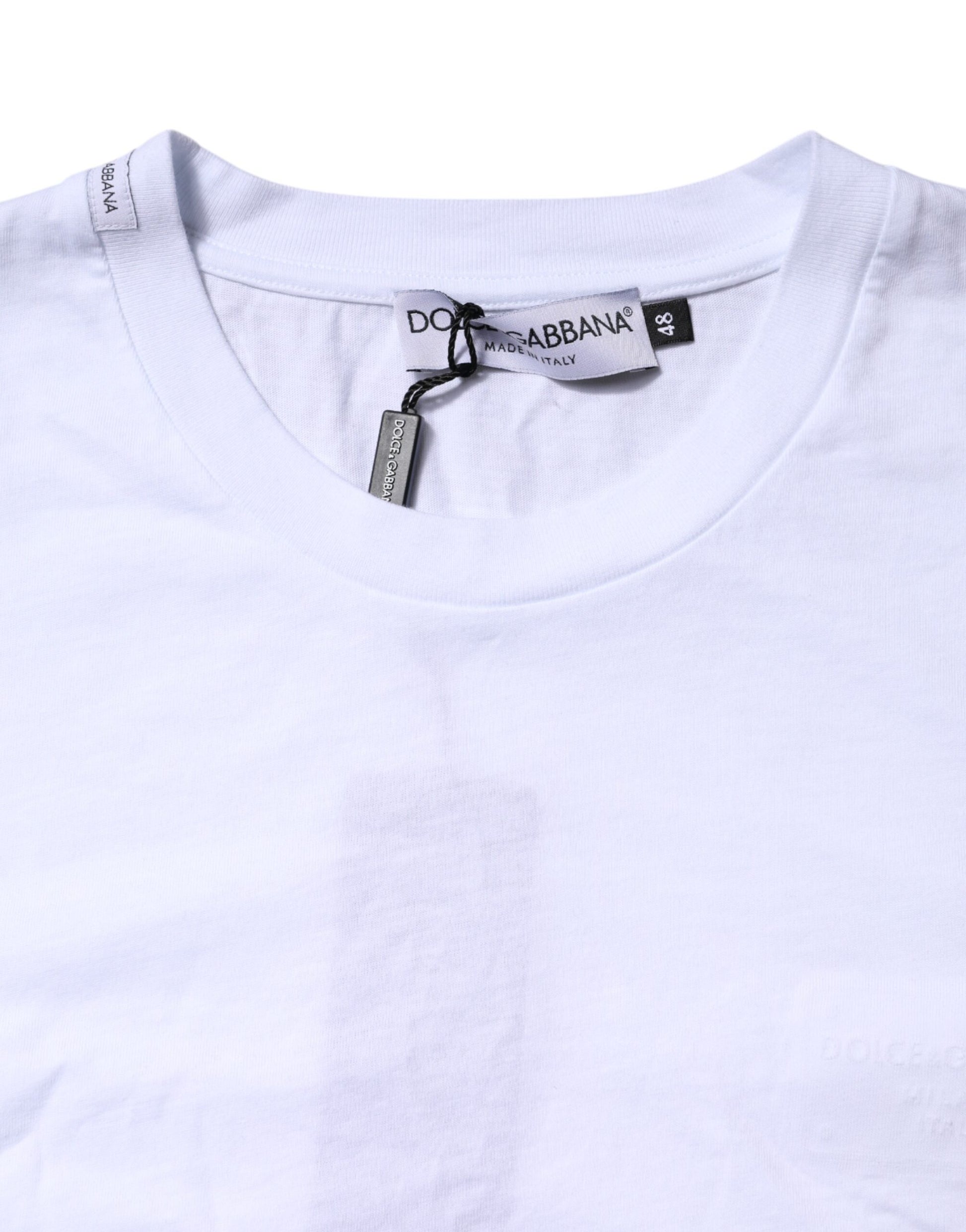 White Cotton Logo Patch Crew Neck T-shirt