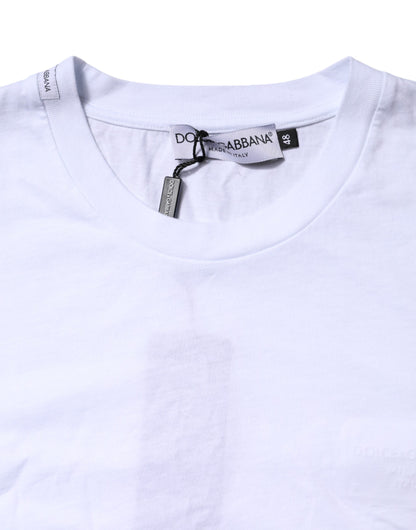 White Cotton Logo Patch Crew Neck T-shirt