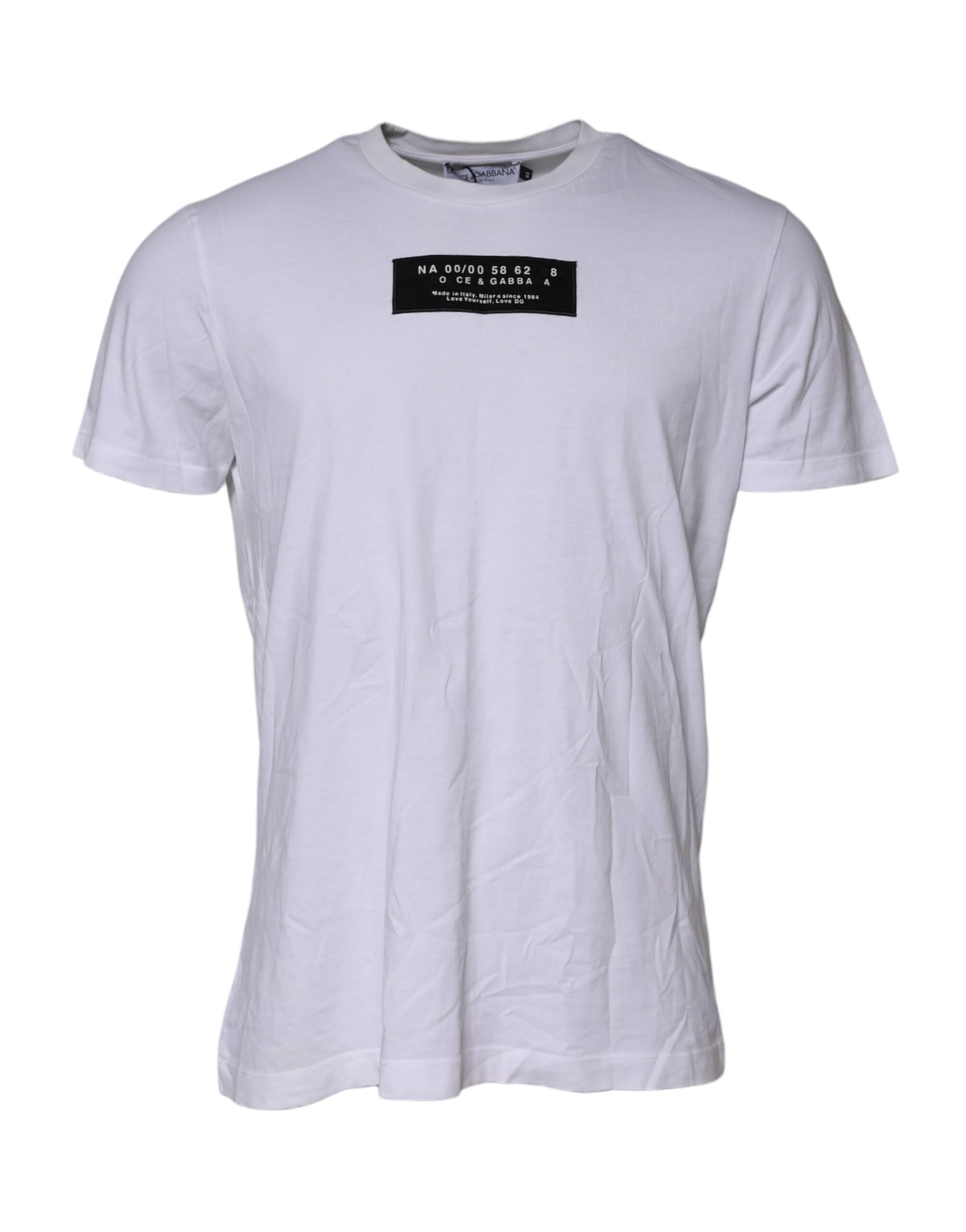 White Cotton Logo Patch Crew Neck T-shirt