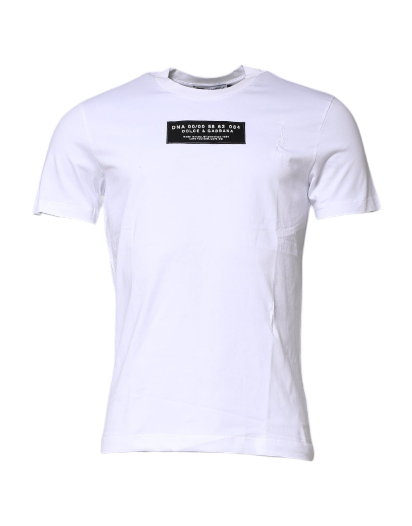 White Cotton Logo Patch Crew Neck T-shirt
