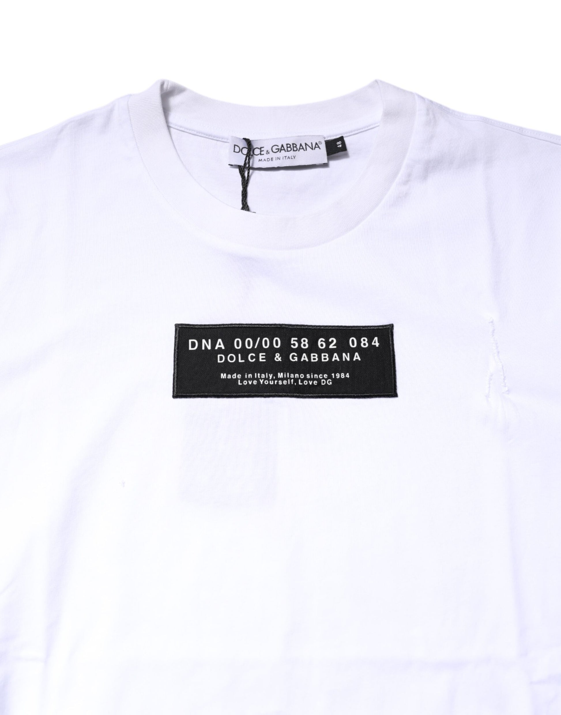 White Cotton Logo Patch Crew Neck T-shirt