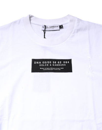 White Cotton Logo Patch Crew Neck T-shirt