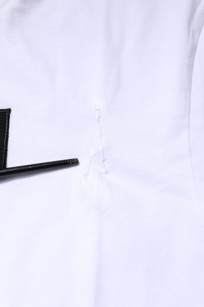 White Cotton Logo Patch Crew Neck T-shirt