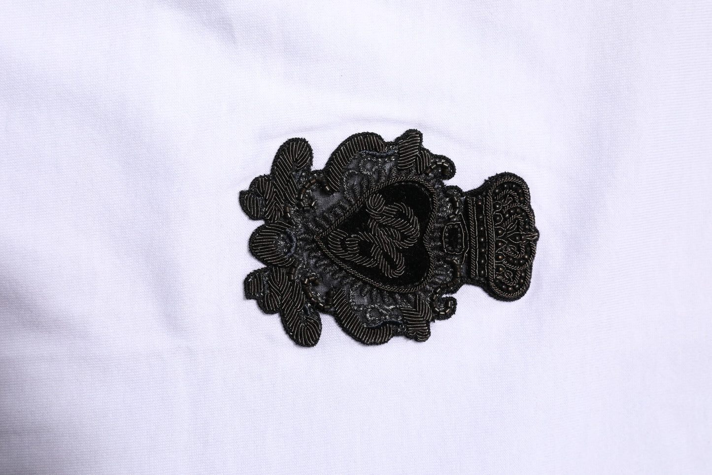 White Cotton DG Crown Embroidery T-shirt